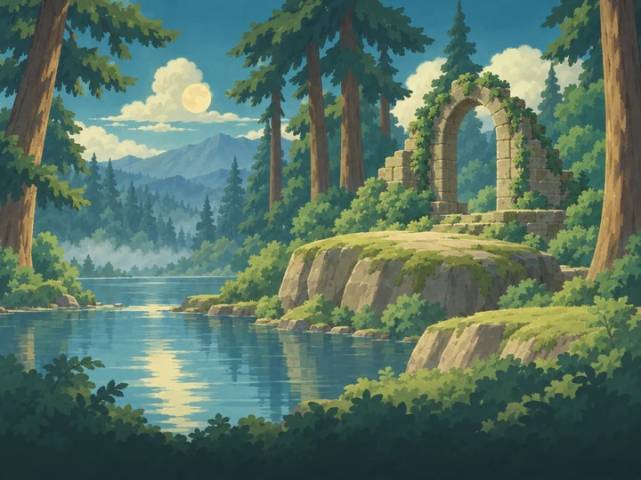 Umbreon in a painted cartoon dark environment